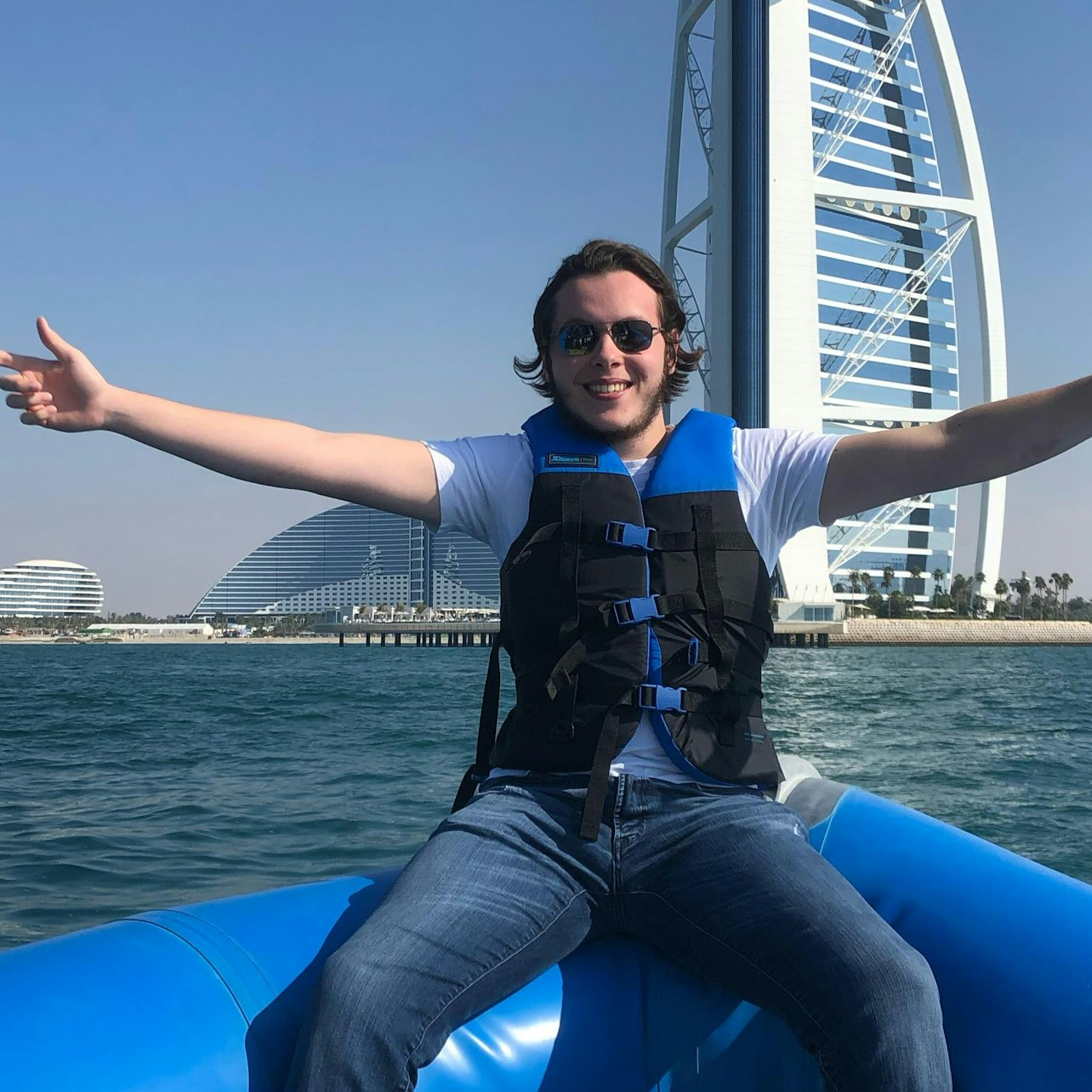 Experience the rush of gliding across the waters of Dubai with iconic sights like Burj Al Arab and Atlantis in the backdrop all while enjoying a delightful ice cream treat.